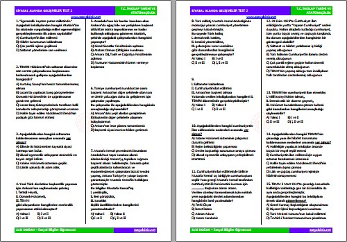 Siyasi Alanda Gelişmeler Test 2