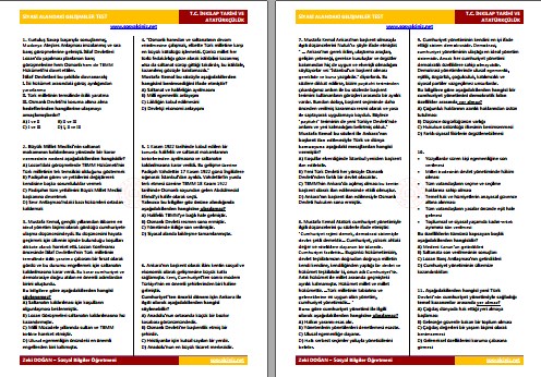 Siyasi Alandaki Gelişmeler Test 1