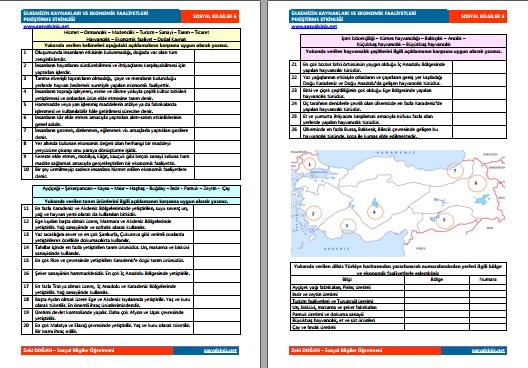 Ülkemizin Kaynakları ve Ekonomik Faaliyetleri Pekiştirme Etkinliği