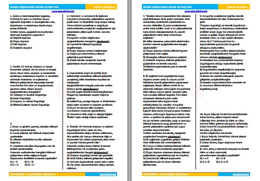Özgür Düşüncenin Bilime Katkısı Test