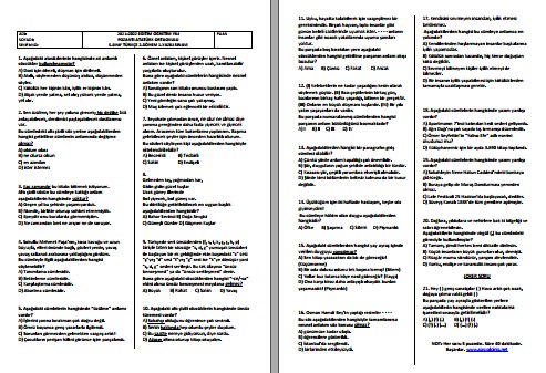 2021-2022 5. Sınıf Türkçe 2. Dönem 1. Yazılı