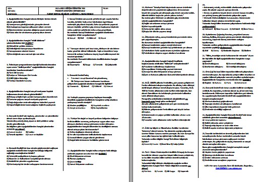 2021-2022 7. Sınıf Sosyal Bilgiler 2. Dönem 1. Yazılı Test