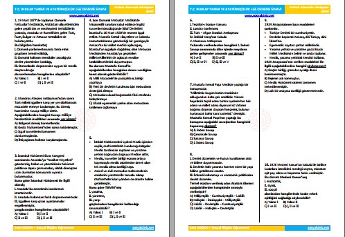 T.C. İnkılap Tarihi LGS Deneme Sınavı-Mart