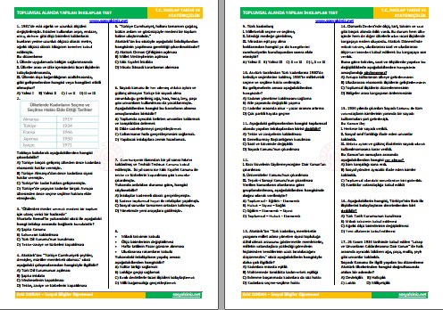 Toplumsal Alanda Yapılan İnkılaplar Test