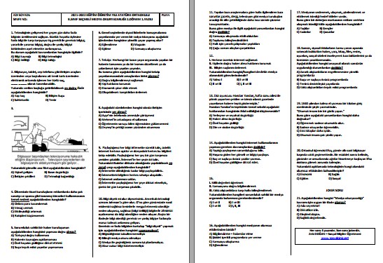 2021-2022 Medya Okuryazarlığı 2. Dönem 1. Yazılı Test