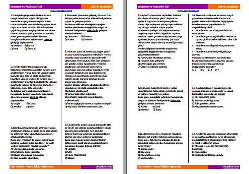Ekonomi ve Yaşamım Test