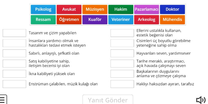 Mesleğimi Seçiyorum Online Eşleştirme
