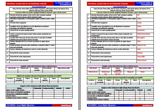 Toplumsal Alanda İnkılaplar Pekiştirme Etkinliği