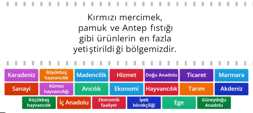 Yaşadığım Yerdeki Ekonomik Faaliyetler Eşleşmeyi Bul-Online Etkinlik