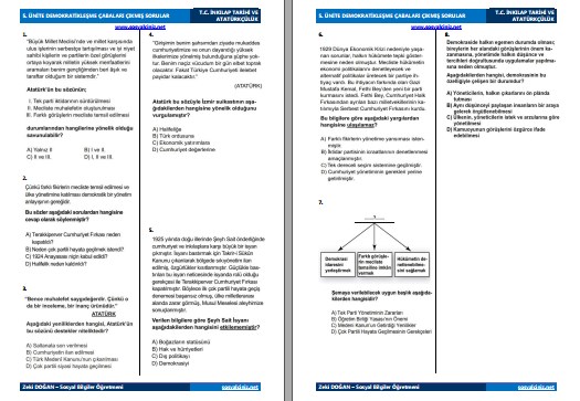 5. Ünite Demokratikleşme Çabaları Çıkmış Sorular