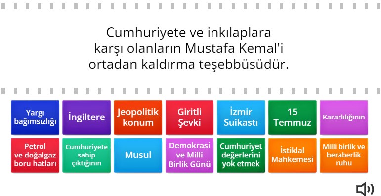 Mustafa Kemal’e Suikast ve Tehditler Online Eşleştirme