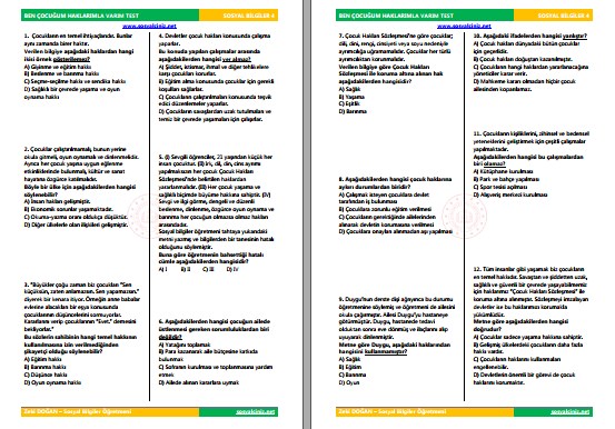 Ben Çocuğum Haklarımla Varım Test