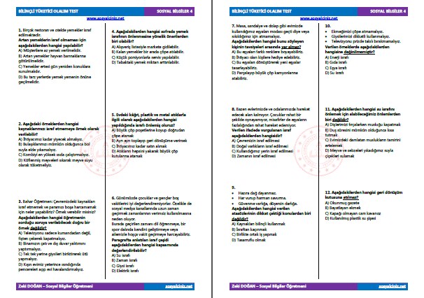 Tüketime Evet İsrafa Hayır Test