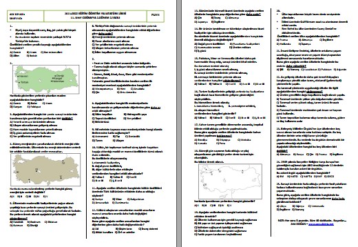 2021-2022 11. Sınıf Coğrafya 2. Dönem 2. Yazılı