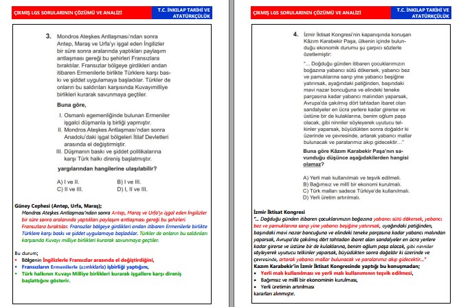 2018-2021 LGS T. C. İnkılap Tarihi Sorularının Çözümü ve Analizi