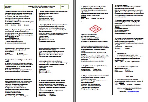 2021-2022 4. Sınıf Sosyal Bilgiler 2. Dönem 2. Yazılı