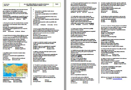 2021-2022 6. Sınıf Sosyal Bilgiler 2. Dönem 2. Yazılı Test