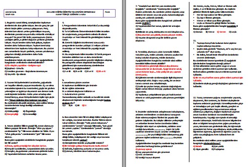 2021-2022 8. Sınıf Türkçe 2. Dönem 2. Yazılı