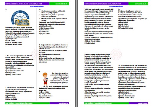 Eğitsel ve Sosyal Etkinliklere Katılıyorum Test