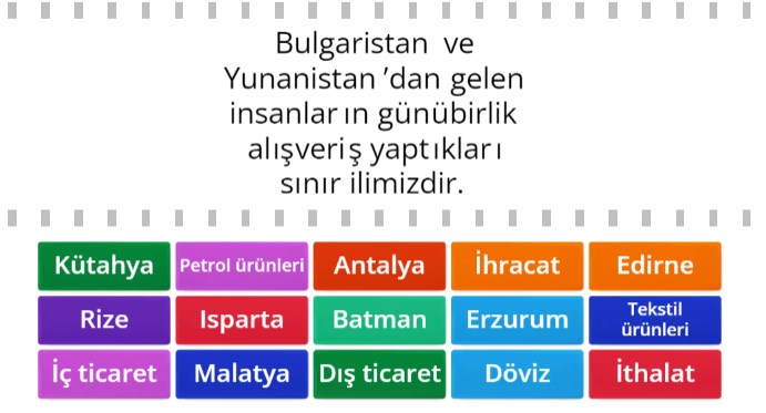Yaşadığım Yerin Ekonomiye Katkısı Online Eşleştirme