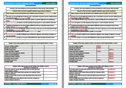 İnsanları Nasıl Tanıyoruz Pekiştirme Etkinliği