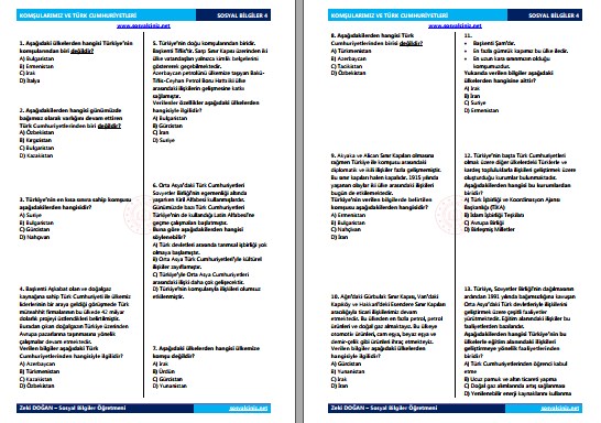 Komşularımız ve Türk Cumhuriyetleri Test