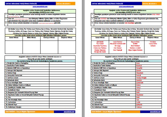 Ortak Mirasımız Pekiştirme Etkinliği