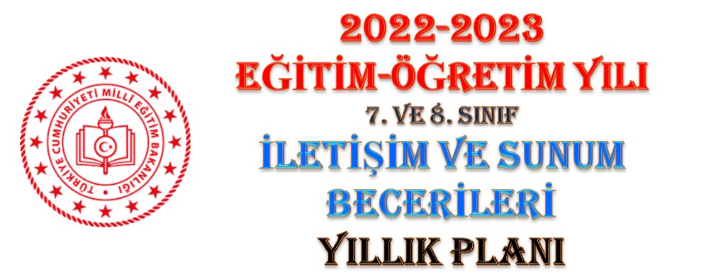 2022-2023 7. 8. Sınıf İletişim ve Sunum Becerileri Yıllık Planı