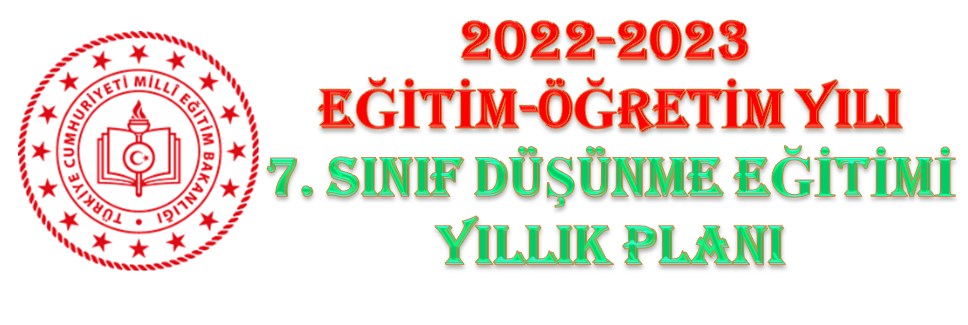 2022-2023 7. Sınıf Seçmeli Düşünme Eğitimi Yıllık Planı
