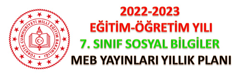 2022-2023 7. Sınıf Sosyal Bilgiler Yıllık Planı MEB