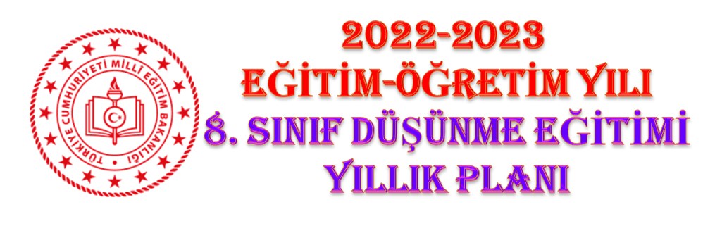2022-2023 8. Sınıf Seçmeli Düşünme Eğitimi Yıllık Planı