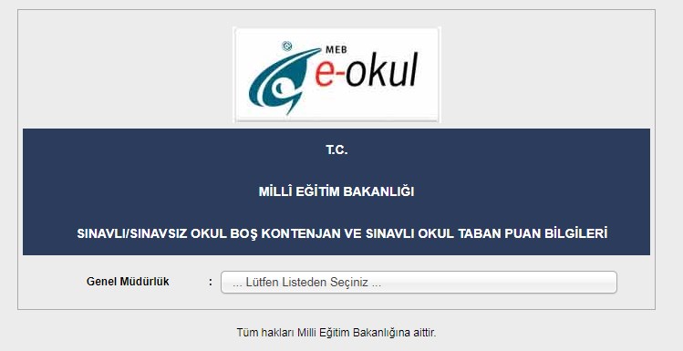 Lise Nakilleri İçin Okulların Boş Kontenjanları ve Taban Puanları