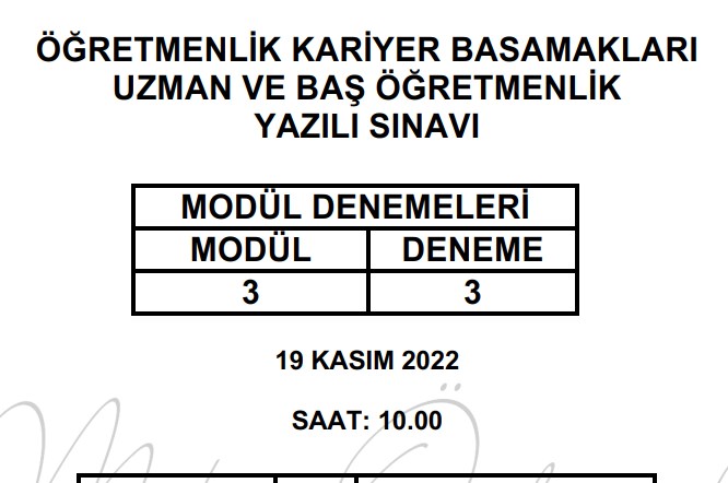 Uzman ve Başöğretmenlik Özel Eğitim ve Rehberlik Deneme Sınavları