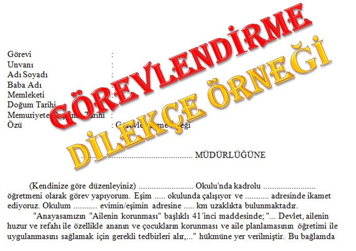 Görevlendirme Dilekçesi Örneği