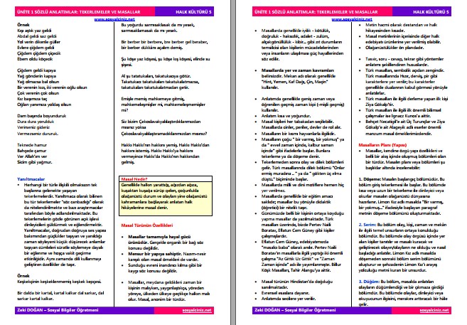 Halk Kültürü 5 1. Ünite Sözlü Anlatımlar Tekerlemeler ve Masallar