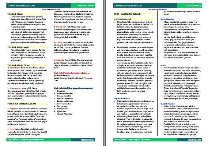 Halk Kültürü 6 2. Ünite Gösteri Sanatları