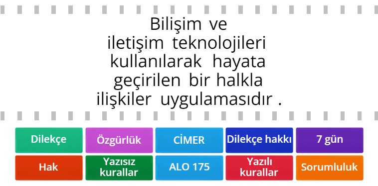Hak Özgürlük Sorumluluk Online Eşleştirme