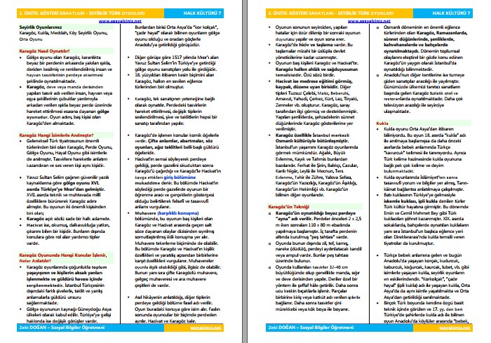 Halk Kültürü 7 2. Ünite Gösteri Sanatları