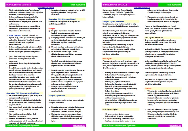 Halk Kültürü 8 2. Ünite Gösteri Sanatları