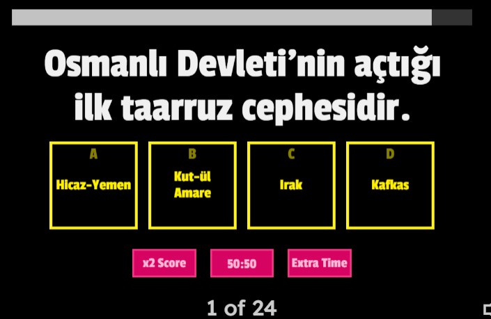 Osmanlı Devletinin Savaştığı Cepheler Online Test