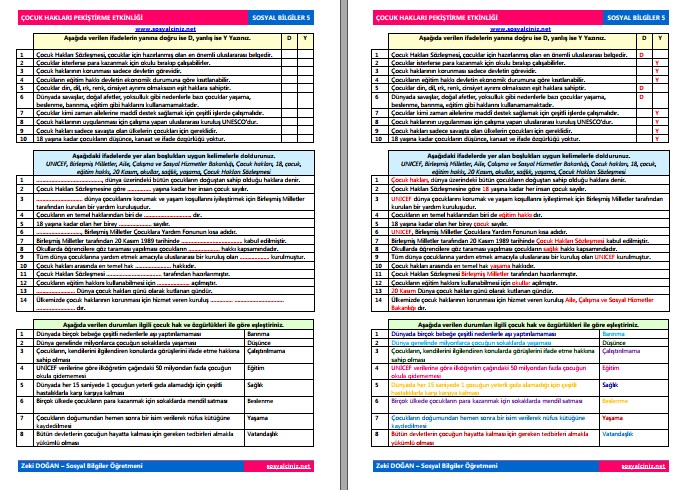 Çocuk Haklarına Yolculuk Pekiştirme Etkinliği
