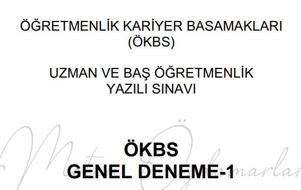 Uzman ve Başöğretmenlik Genel Deneme Sınavı-1