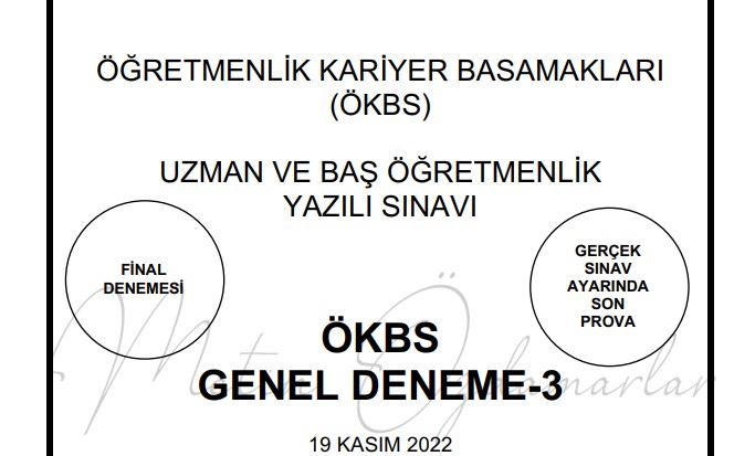 Uzman ve Başöğretmenlik Genel Deneme Sınavı 3