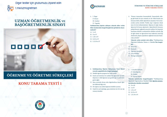 Uzman ve Başöğretmenlik Sınavı Tüm Modüller Tarama Testleri EBS
