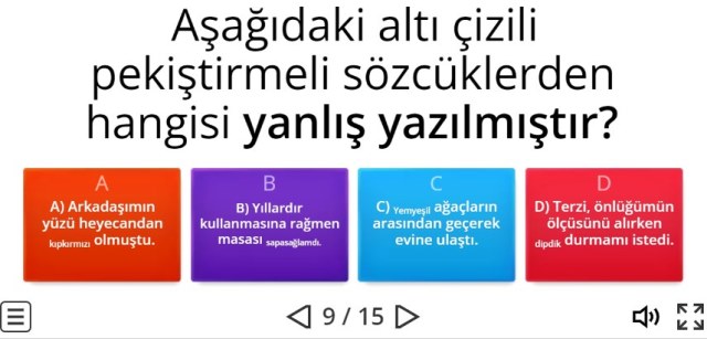 4. Sınıf Türkçe Online Deneme Sınavı