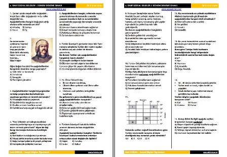6. Sınıf Sosyal Bilgiler Deneme Sınavı I. Dönem Konuları