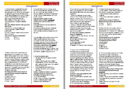 T. C. İnkılap Tarihi LGS Deneme Sınavı Ocak 3