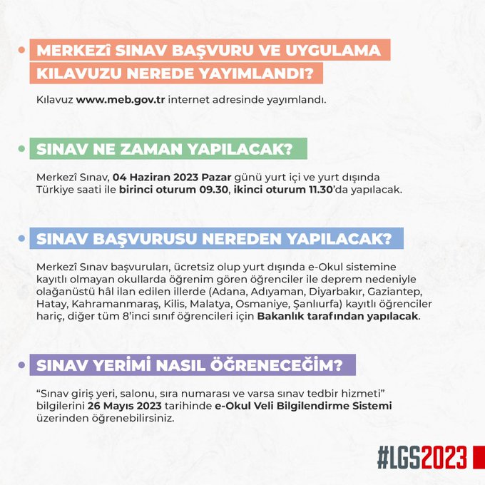 4 Haziran’da Yapılacak LGS 2023 Merkezî Sınava İlişkin Soru ve Cevaplar