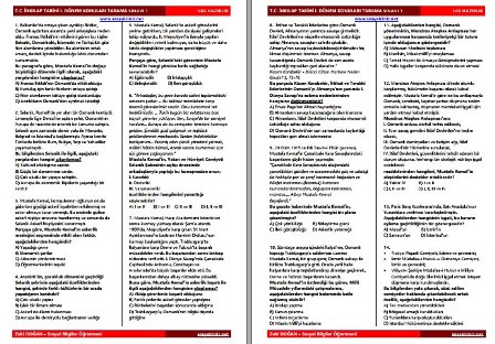 T. C. İnkılap Tarihi LGS Konuları Tarama Sınavı 1