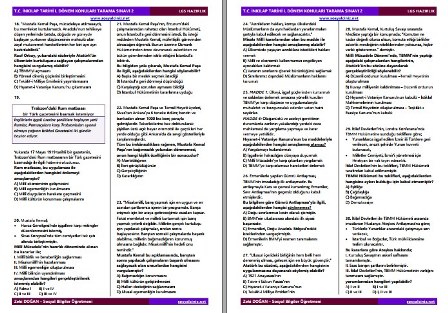 T. C. İnkılap Tarihi LGS Konuları Tarama Sınavı 2